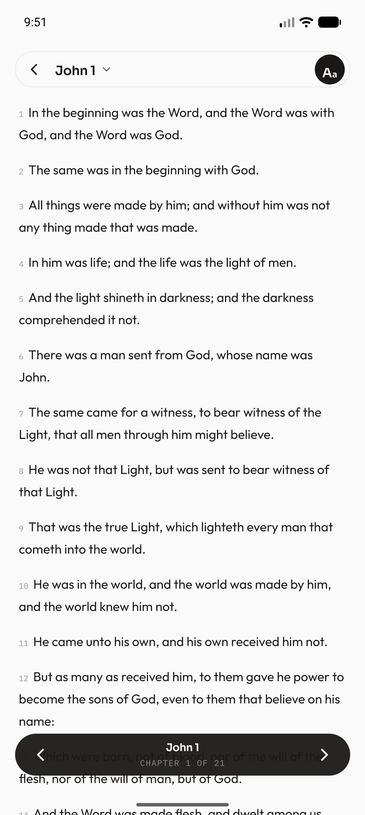 The Bible reader open at John 1 in the King James Version